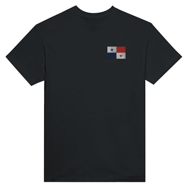 Panama Flag Broderi T-Shirt i Sort Svart XXXL