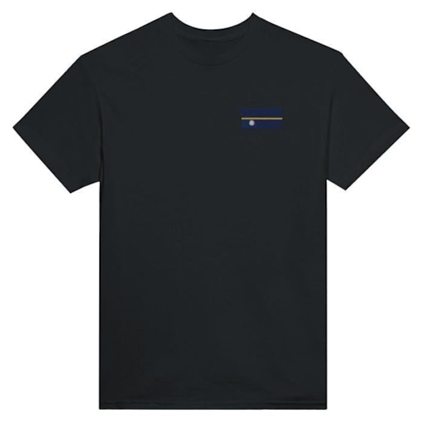 Nauru Flag Broderi T-Shirt i sort Svart XXXL