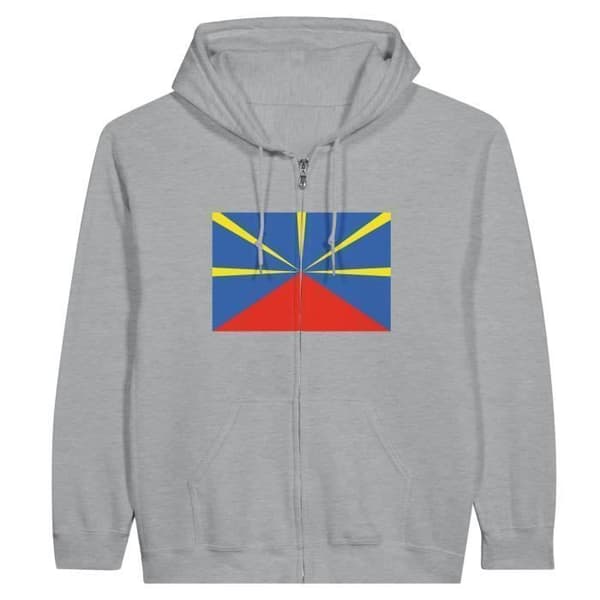 Hættetrøje - PIXELFORMA - Reunion Island flag - Grå - Lange ærmer - Hættekrave Grå M