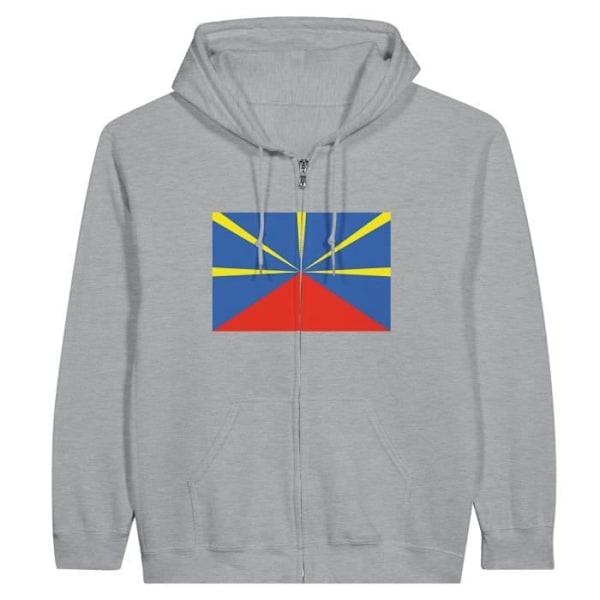 Réunion Flag Zip Hoodie i grått Grå S