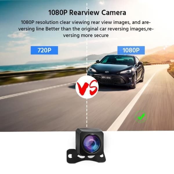 12 tommer Dash Cam, 2K Dvr + GPS Stream Media, Night Vision, Auto Recorder, Dual [3BCB2F6]