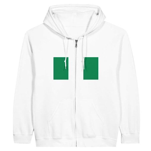 Nigeria Flag Zip Hoodie i Vit Vit XXXL