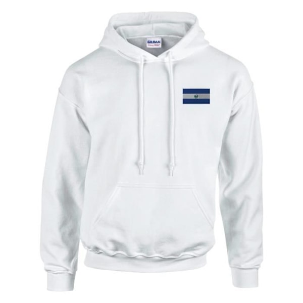 El Salvador Flag Broderi Hoodie i Vit Vit jag