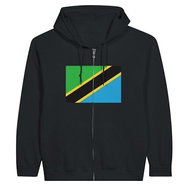 Tanzania Flag lynlås hættetrøje i sort Svart XXXL