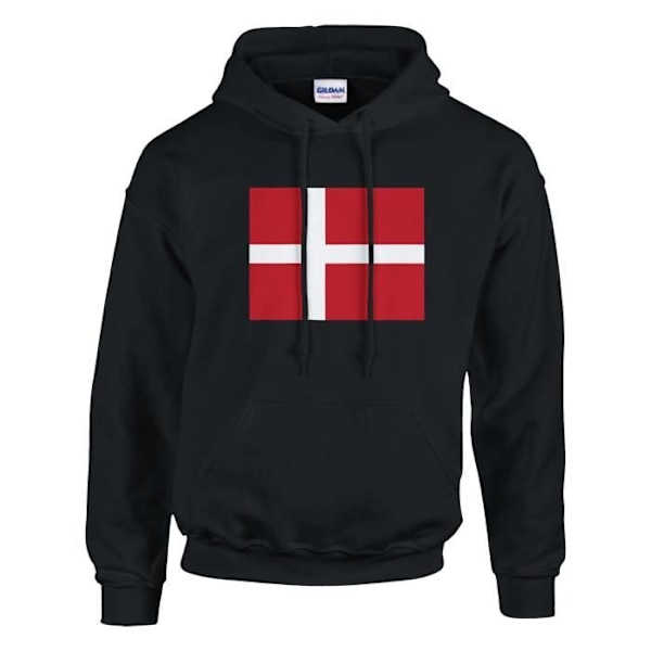 Denmark Flag hættetrøje i sort Svart XXXXL