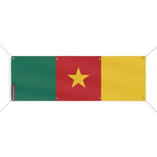 Kamerunin lippubanneri 8 silmukkaa 110x330 cm