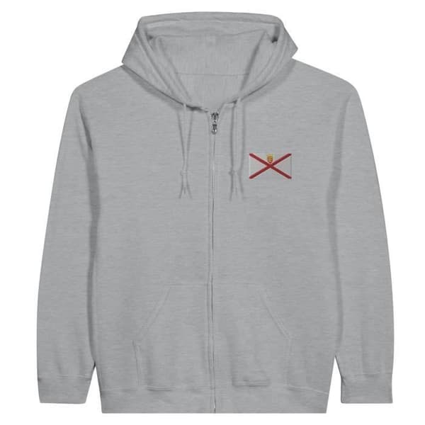 Hættetrøje med lynlås - Jersey-flag - Grå - 50% bomuld - 50% polyester - Unisex Grå S