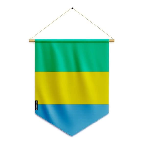 Flag - Gabon - 30 x 45 cm - Polyester - Trykt for- og bagside - Inkluderede tilbehør Flerfärgad