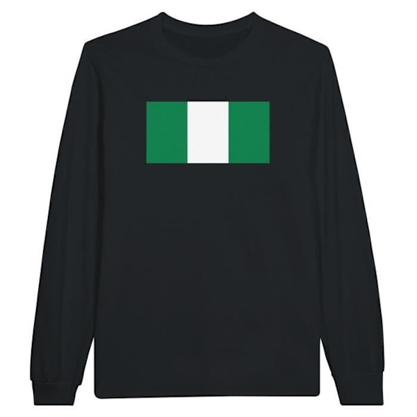 Nigeria Flag langærmet T-shirt i sort Svart XXL