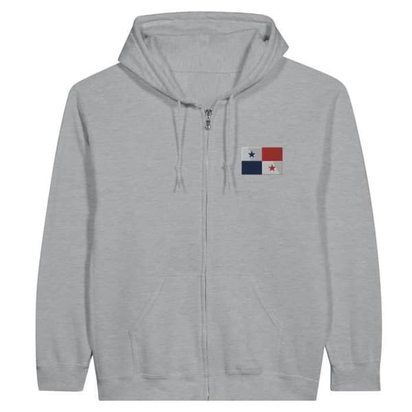 Sweat med hætte og lynlås - PIXELFORMA - Panama flag - Grå - Lange ærmer - Unisex Grå M