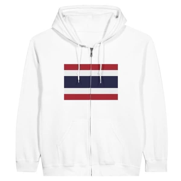 Huppari - PIXELFORMA - Thaimaa-lippu - Valkoinen - Pitkät hihat - Huoodollinen kaulus Vit M