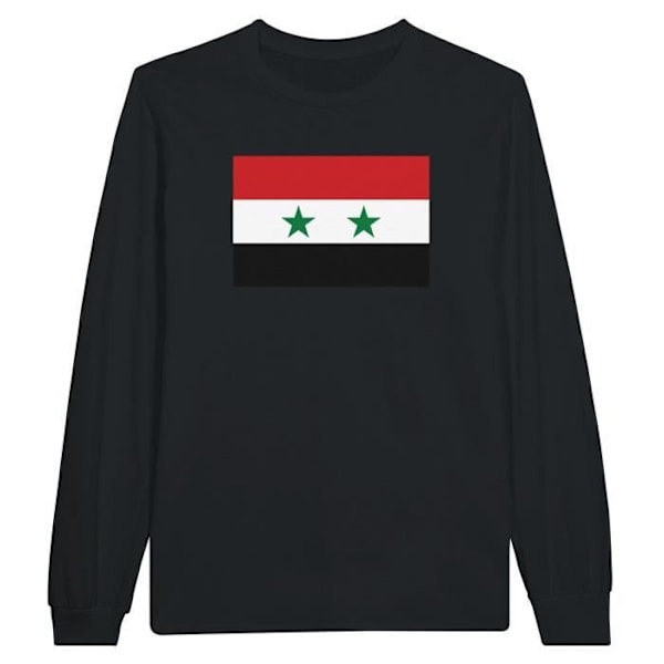 Syria Flag Langærmet T-shirt i sort Svart jag