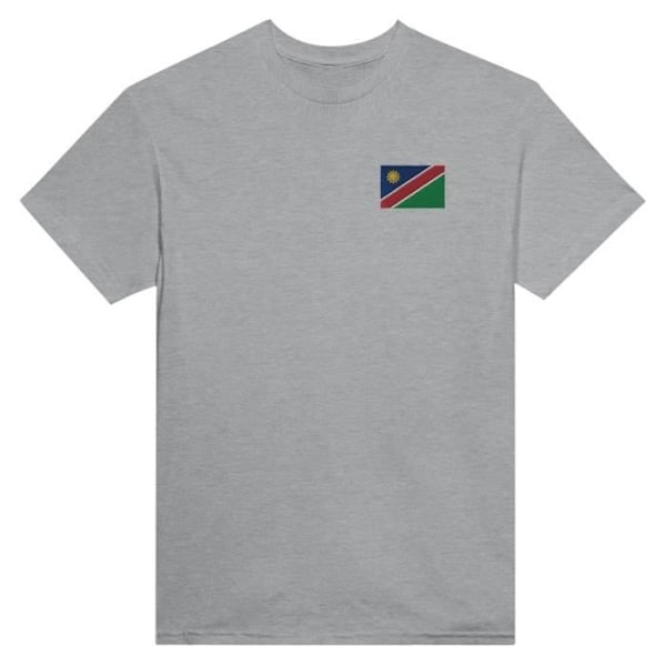 Namibia Flag Broderi T-Shirt i Grå Grå jag