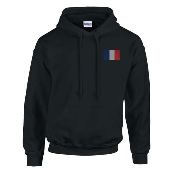 Hoodie - PIXELFORMA - Frankrigs Flag - Sort - Lange ærmer - Hættekolle Svart S