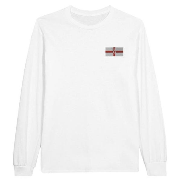 Nordirlands flagga broderi långärmad T-shirt i vit Vit jag