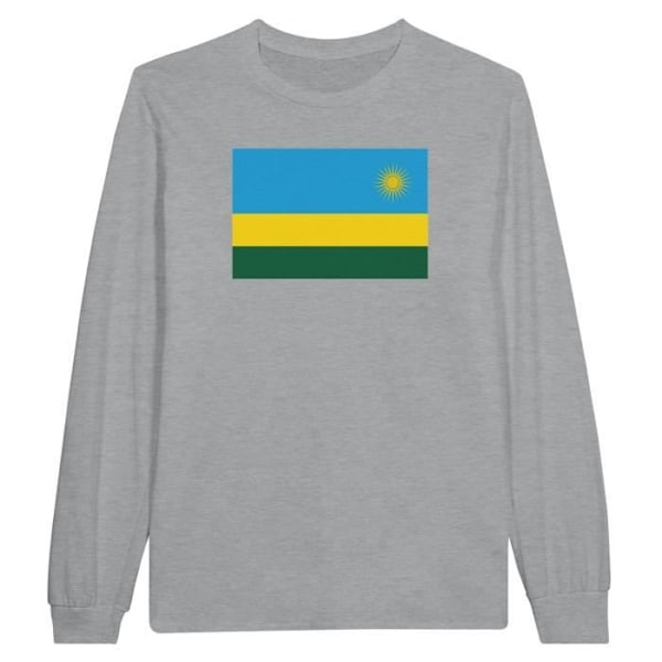 Rwanda Flag langærmet T-shirt i grå Grå XXXL