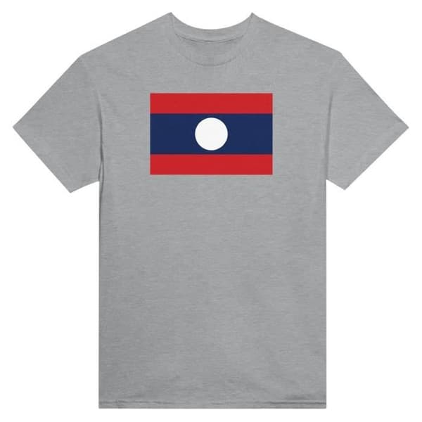 T-shirt - PIXELFORMA - Laossk flag - Grå - 100% bomuld - Korte ærmer Grå XL