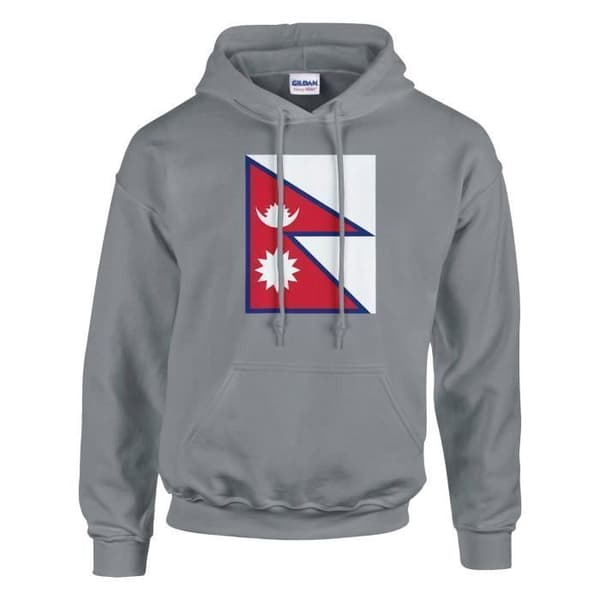 Hættetrøje - PIXELFORMA - Nepals flag - Grå - Lange ærmer - Unisex Grå M