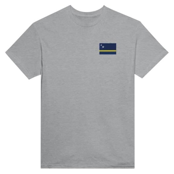 Curaçao Flag Broderi T-Shirt i Grå Grå XL