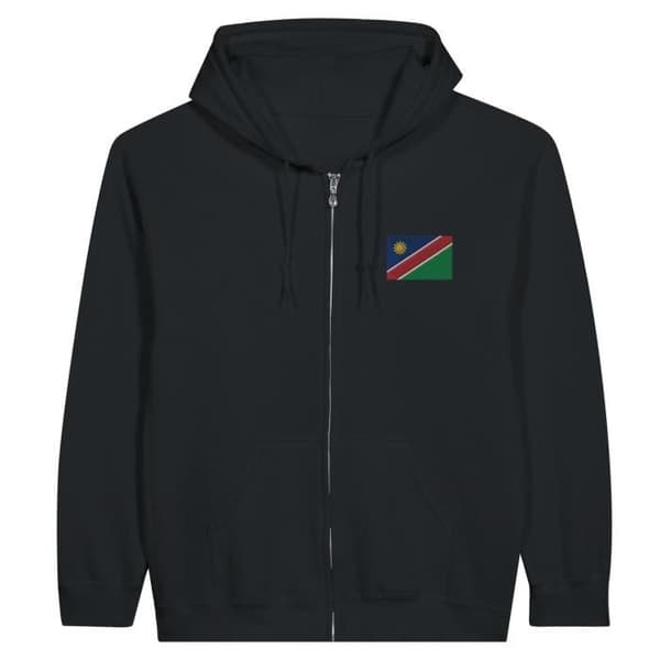 Hoodie - PIXELFORMA - Namibias flag - Sort - Polyester-Bomuld - Lynlås - S