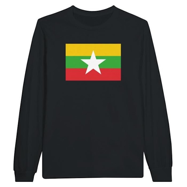 Burma Flag Langærmet T-shirt i sort Svart M