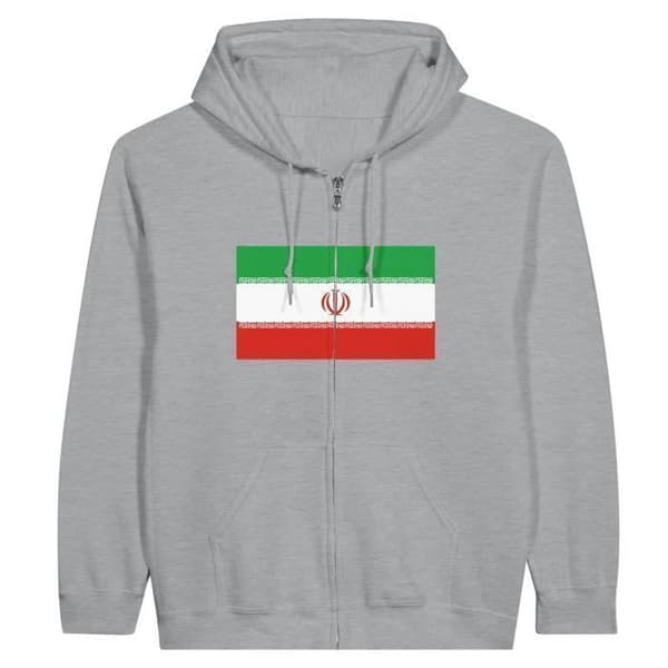 Hættetrøje med lynlås - PIXELFORMA - Irans flag - Grå - Behagelig - Holdbar Grå S
