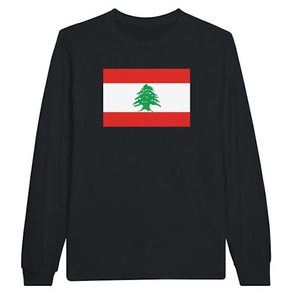 Libanon Flag Langærmet T-shirt i sort Svart S