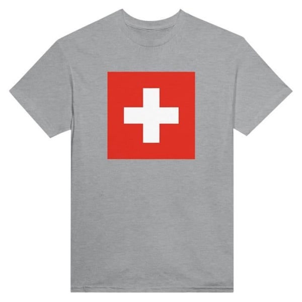 Flag og våbenskjold fra Schweiz T-shirt i grå farve Grå S