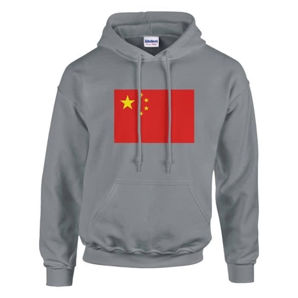 Folkrepubliken Kina flagga hoodie i grått Grå XXXL