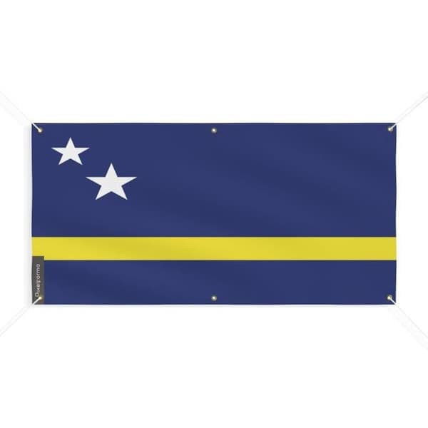 Banneri Curaçaon lippu 6 silmukkaa 160x320cm polyesteriä