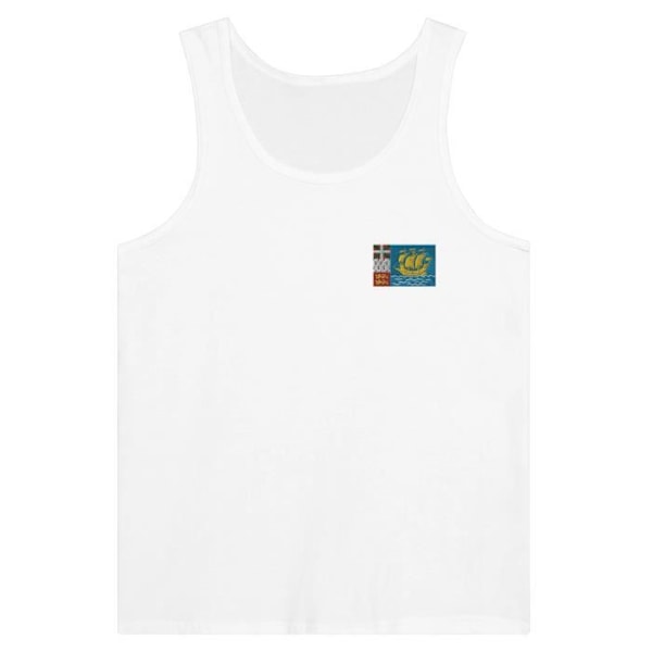 Tanktop Flag af Saint Pierre og Miquelon broderi i hvid Vit XL