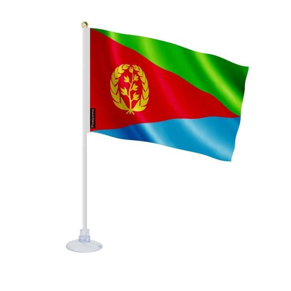 Flag - Eritrea - Mini flag with suction cup - 14 x 21 cm - Polyester - Double-sided print Flerfärgad