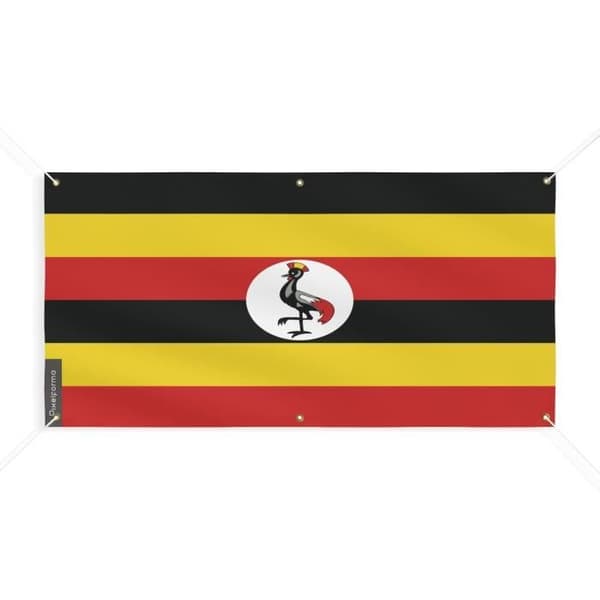 Uganda Flag Banner 6 Øjer 70x140cm i polyester