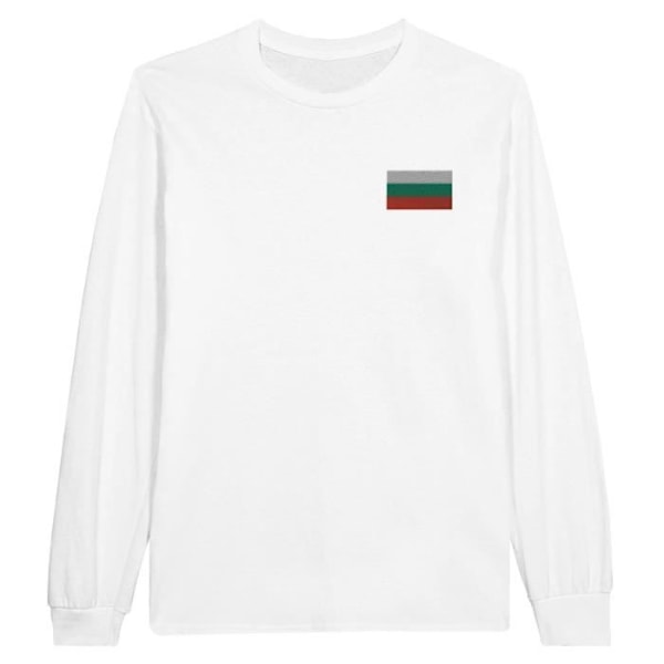 Bulgaria Flag Broderi Langærmet T-Shirt i Hvid Vit XXL