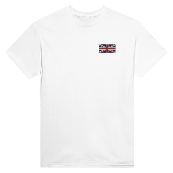 T-shirt - PIXELFORMA - Det britiske flag - 100% bomuld - Korte ærmer - Klassisk pasform Vit M
