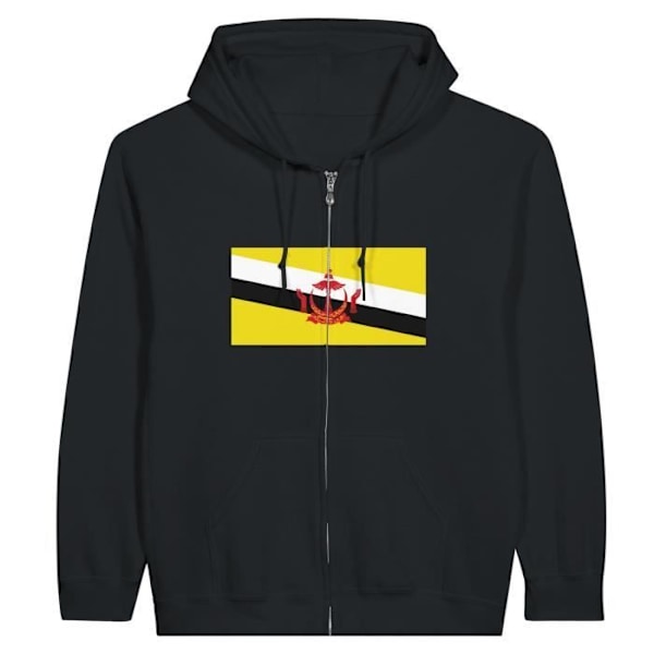 Brunei Flag Hoodie med dragkedja i svart Svart S