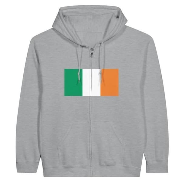 Hættetrøje - Irlands flag - Grå - Polyester-Bomuld - Lange ærmer - Unisex Grå XXXL