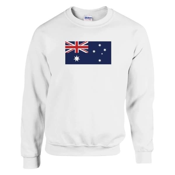 Sweatshirt - PIXELFORMA - Australiens flagga - Långärmad - Vit - Unisex Vit S