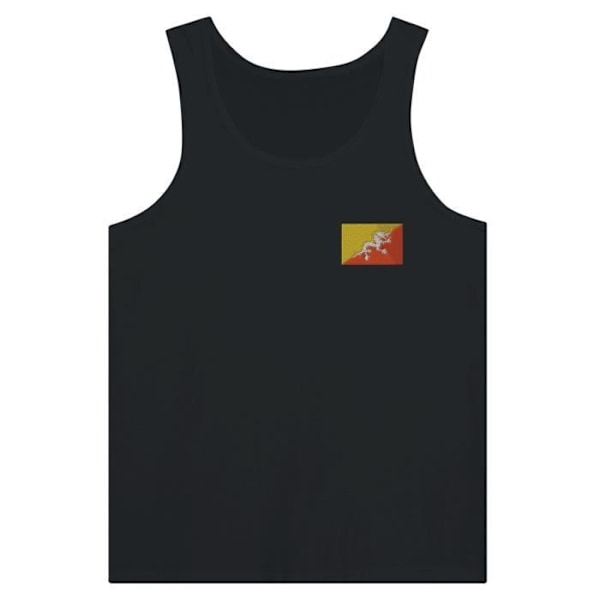 Bhutan Flag Broderi Tank Top i Sort Svart S