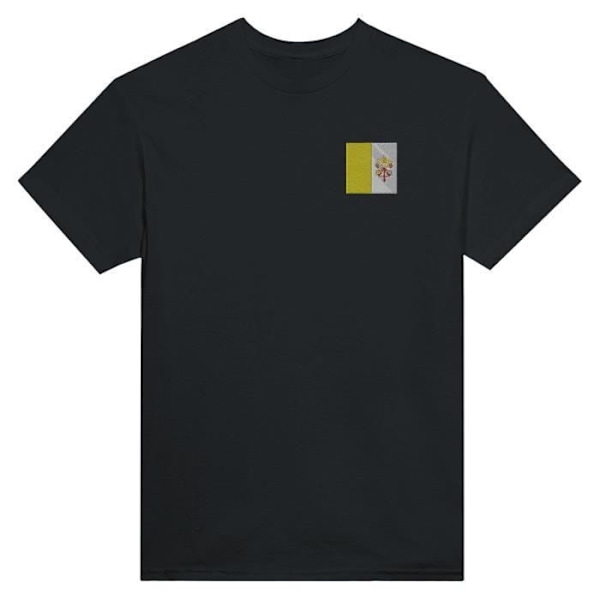 Vatikanens flagga broderi T-shirt i svart Svart jag