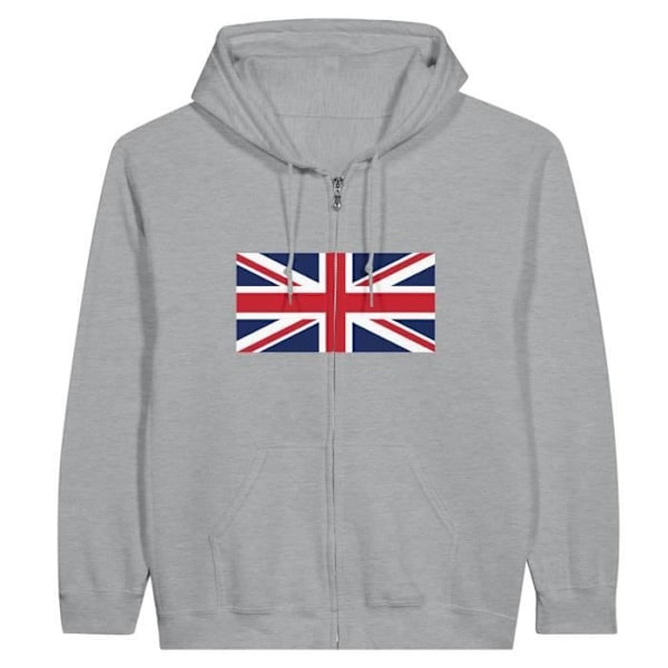 UK Flag Zip Hoodie i grått Grå XL