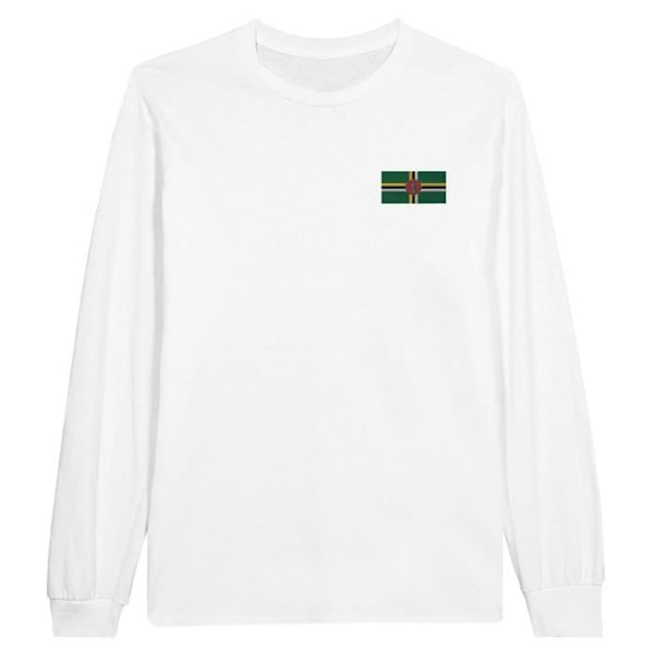 Dominica Flag Broderi Langærmet T-Shirt i Hvid Vit M