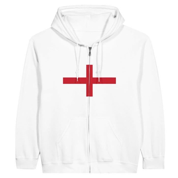Hættetrøje - PIXELFORMA - Englandsflag - Hvid - Polyester-Bomuld - Lynlås Vit M