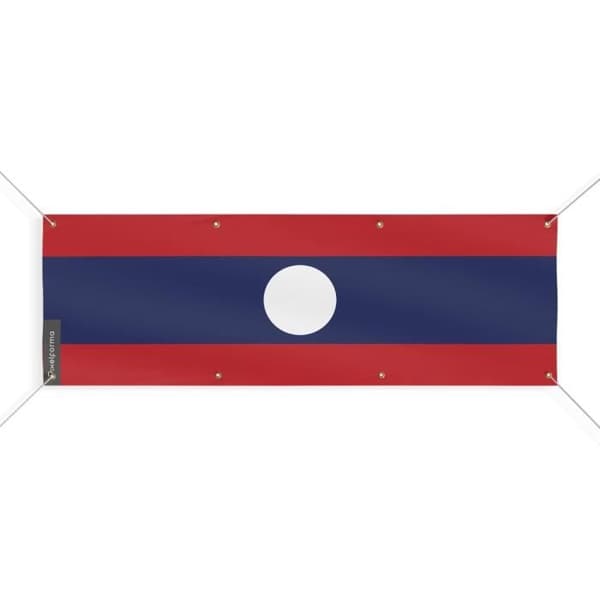Laos flagga banner 8 öljetter 50x150 cm