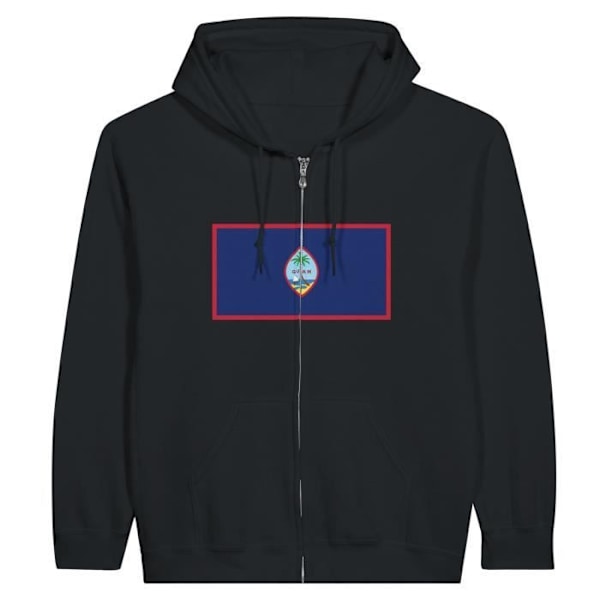 Guam Flag Zip Hoodie i Svart Svart XXXL