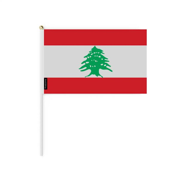 Flag - Libanon - Mini - 14 x 21 cm - Polyester - Let og holdbart Flerfärgad