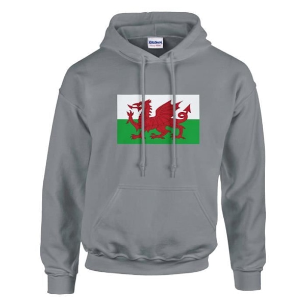 Wales Flag Hoodie i grått Grå XXXL