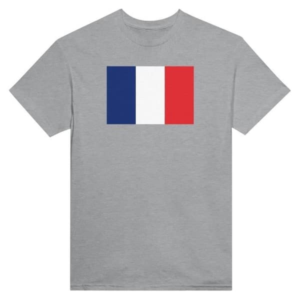 T-shirt - PIXELFORMA - Frankrigs flag - Grå - 100% bomuld - Korte ærmer Grå XL