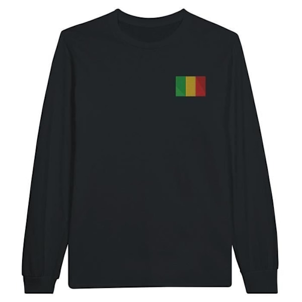 Mali Flag Broderi Langærmet T-Shirt i Sort Svart XXL