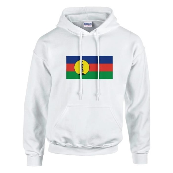 New Caledonia Flags Hoodie i vit Vit XXXL